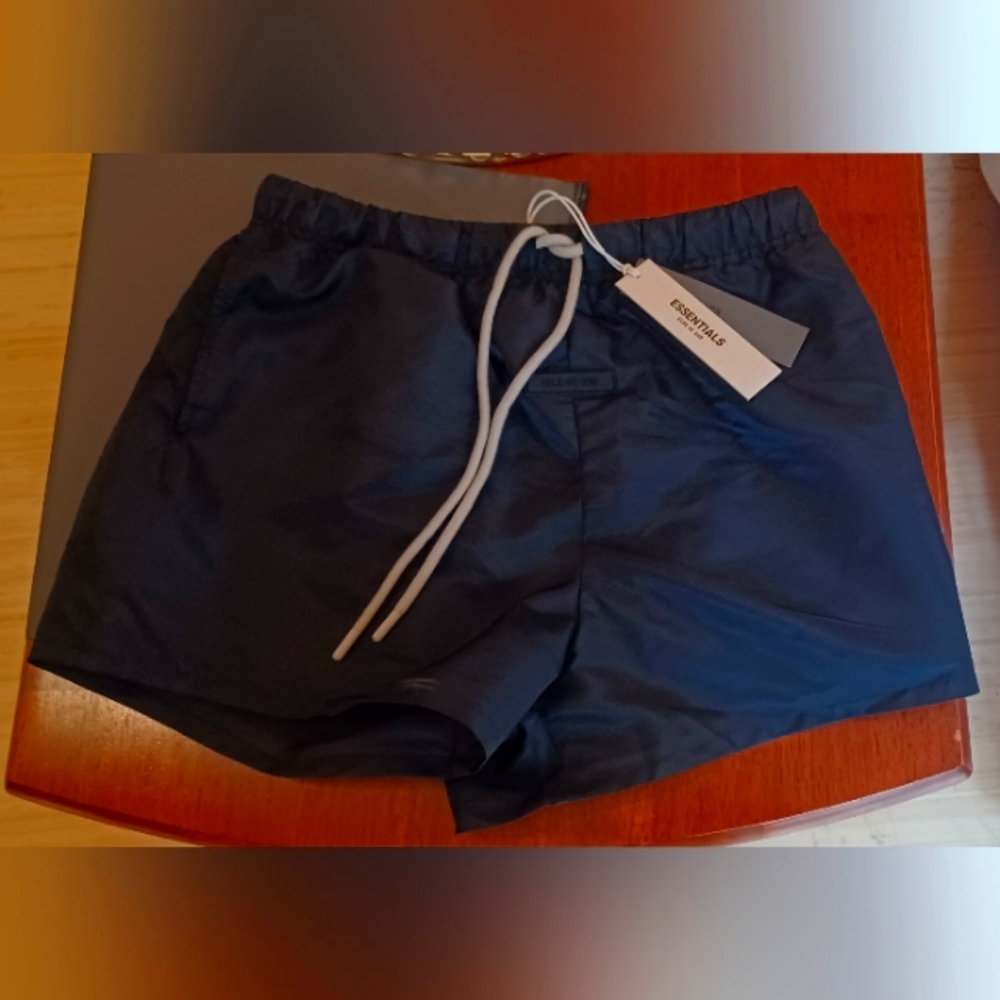 Fear of God Essentials Jet Black Running Shorts (size small)